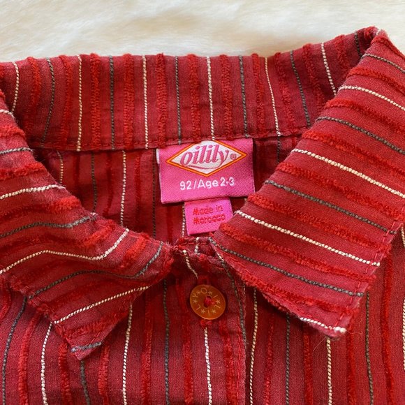 Oilily Allover Striped Smocking Long Sleeve Blouse Toddler Size 2-3 - Picture 2 of 5